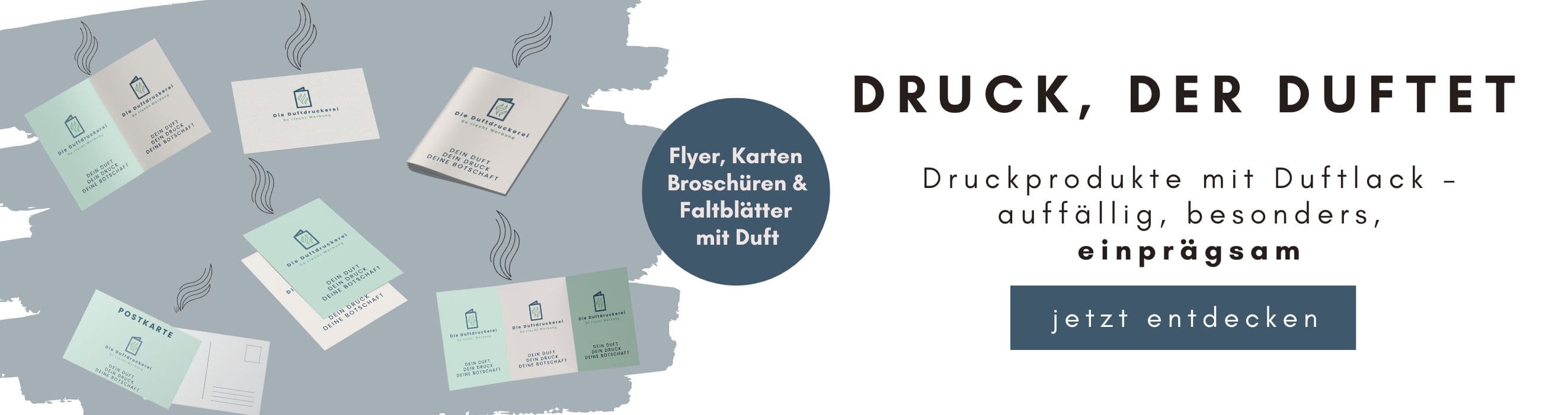 Banner Duftdruckerei: Druck der duftet mit verschiedenen Druckprodukten mit Duft